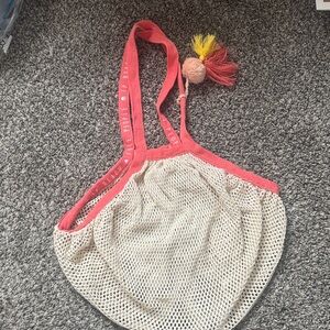 FP Beach Pink and Cream Mesh Tote Bag